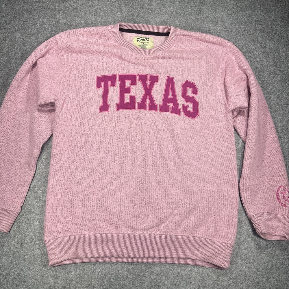 New York Popular Texas Embroidered Pink Crewneck Sweatshirt Womens Medium